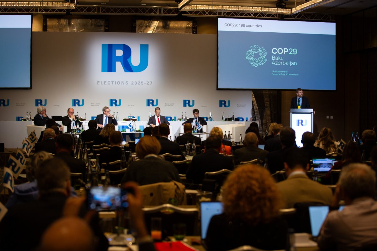 the_IRU's tweet photo. That’s it, thank you IRU members!

Radu Dinescu has been re-elected as President.

The 2-day meetings also had 3 panels on cross-border challenges, electric coaches &amp; #decarbonisation.

And congratulations to IRU Diploma of Honour recipients! https://t.co/obGhcEMeLJ