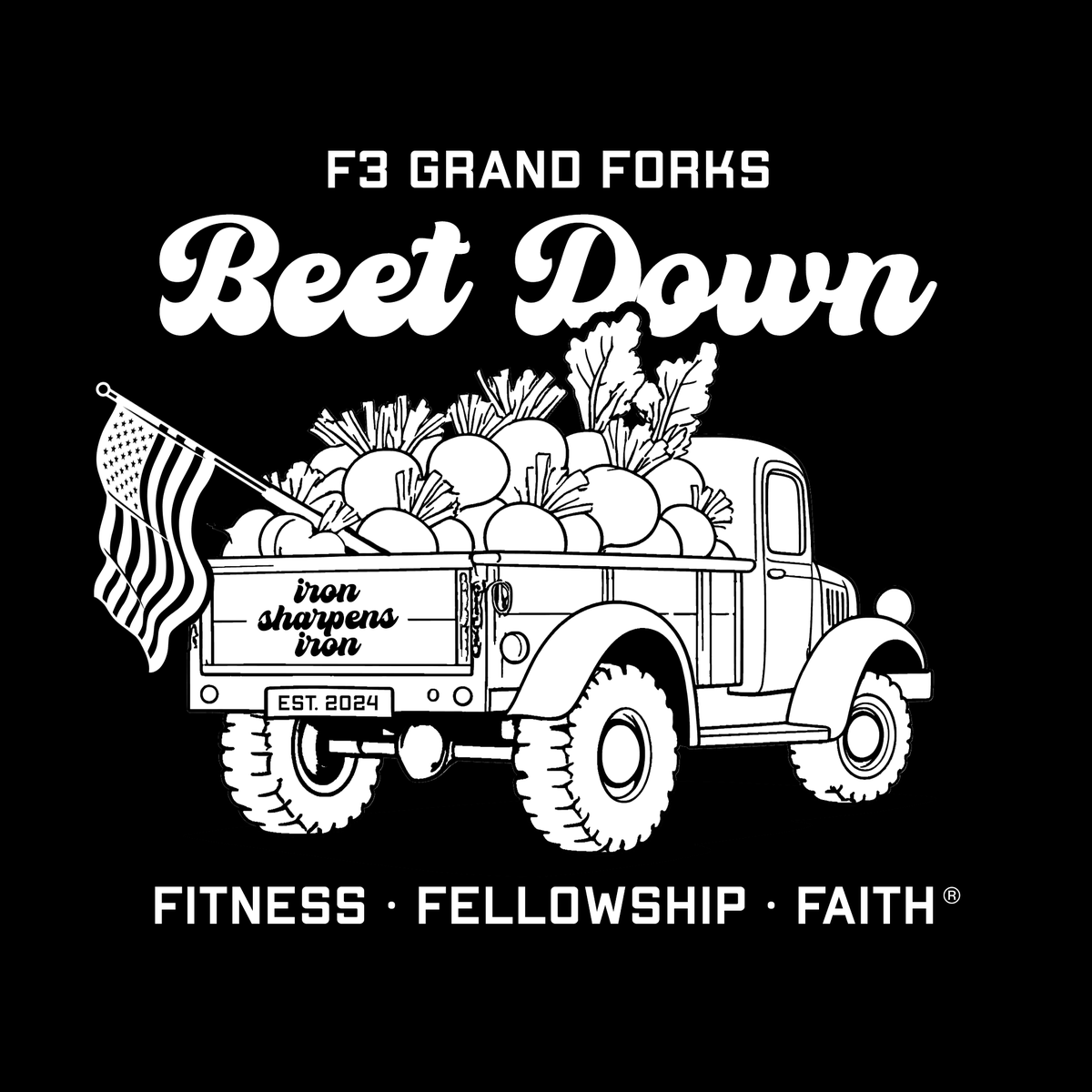 BrianJodice's tweet photo. The pax for Grand Forks are up and running w/ a logo design c/o YHC. Check it out, and support this new region by grabbing some gear: https://t.co/MIsKAoweQn

@F3Nation #BeetDown https://t.co/muYMPk5XAa
