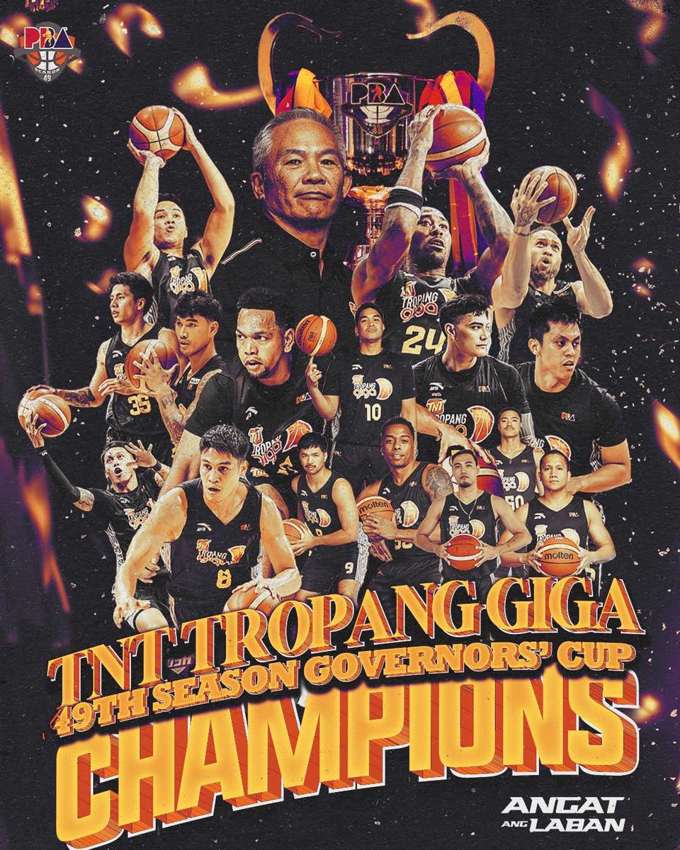 pbaconnect's tweet photo. CHAMPS 🏆 Congratulations TNT Tropang Giga! 

#PBAAngatAngLaban https://t.co/9mDGXZ9NfT