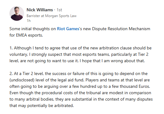 Update: @NickWBarrister, Barrister at UK-based <a href="/MorganSportsLaw/">Morgan Sports Law</a> has shared eight points reacting to the news of the Dispute Resolution initiative 

More in our article and on LinkedIn