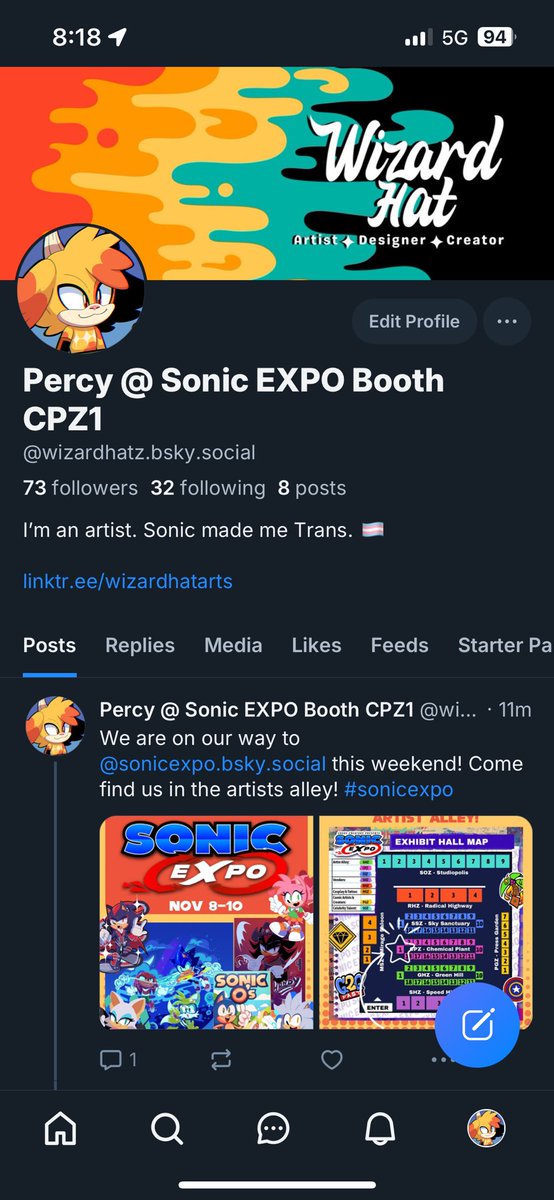 Hey Sonic Expo! If you want to see more of my artwork, check out my BlueSky! I’m not gonna be posting  my artwork on here anymore.