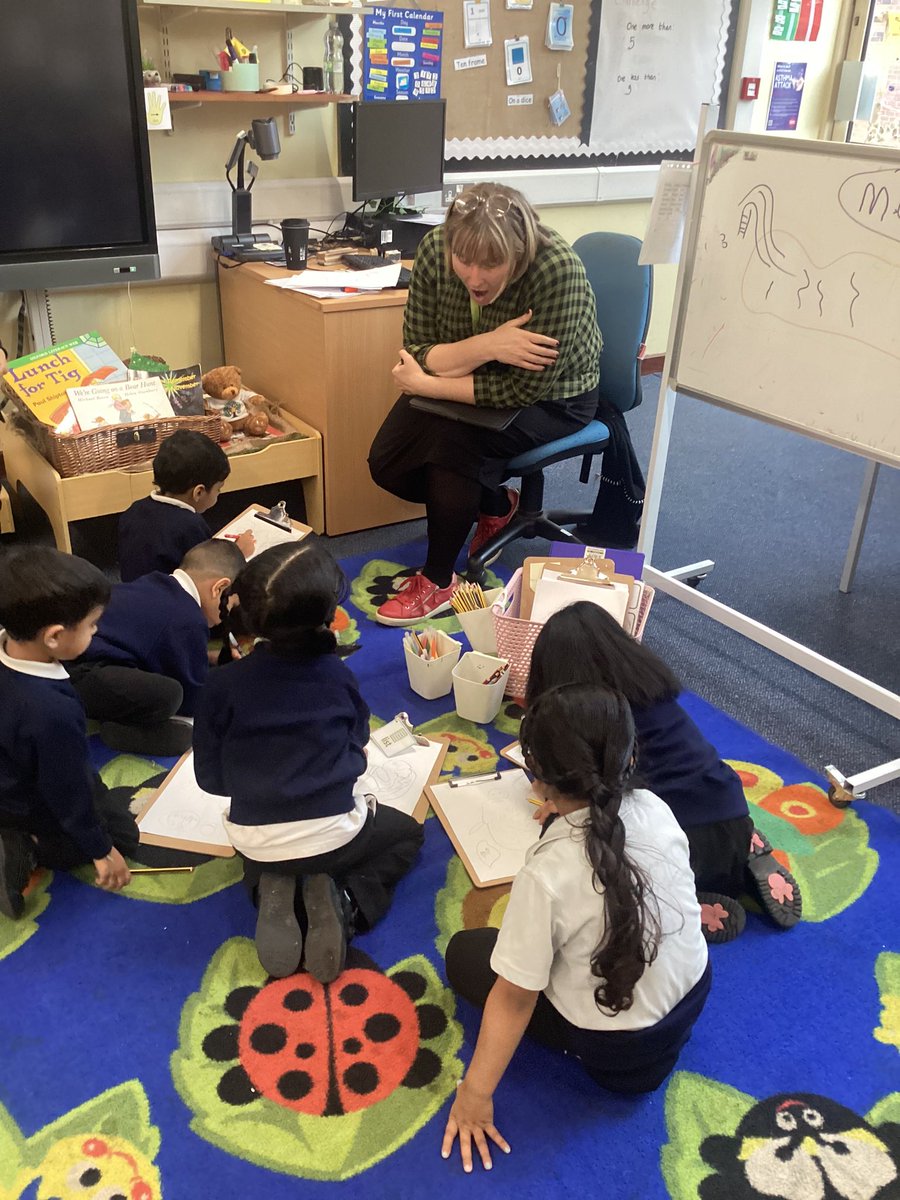 AbbeyMead_TMET's tweet photo. Drawing club in Foundation is a huge success. The children discussed what adventures the bear took and had a go at drawing their ideas! ✏️🐻🧸 https://t.co/gwYLStmu3c