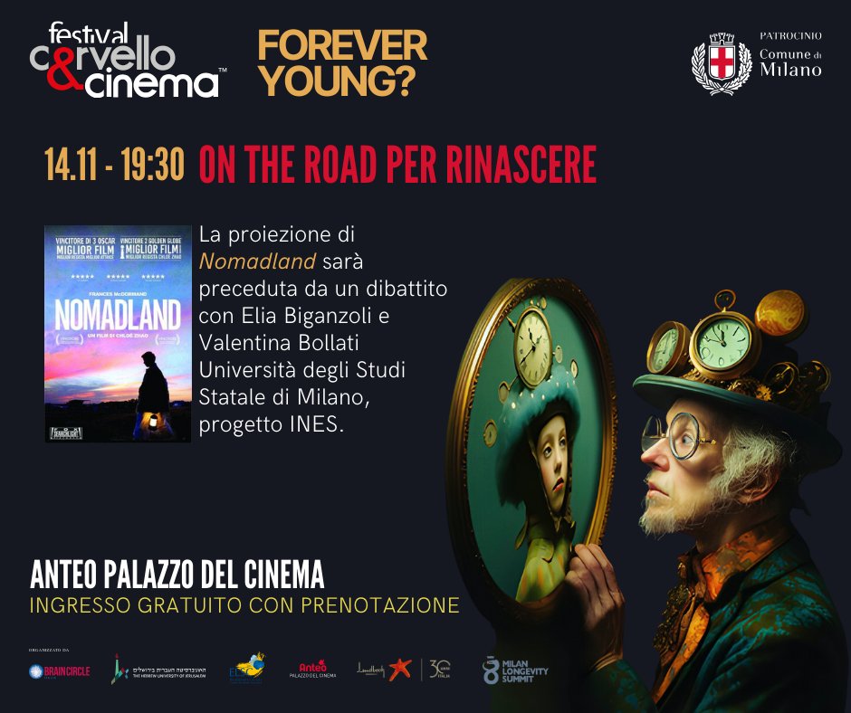 ItaliaBrain's tweet photo. 📅 Giovedì 14nov 19:30 @spaziocinema Anteo
📌 Festival Cervello&amp;Cinema 2024
ON THE ROAD PER RINASCERE
con 🗣Elia Biganzoli, Valentina Bollati
🎥 NOMADLAND
🎫 Prenotazioni: https://t.co/ck5ypgTT9A
Contributo incondizionato #LundbeckItalia
📌 Info: https://t.co/rGm10gQJa3 https://t.co/v9HbbWDrB4