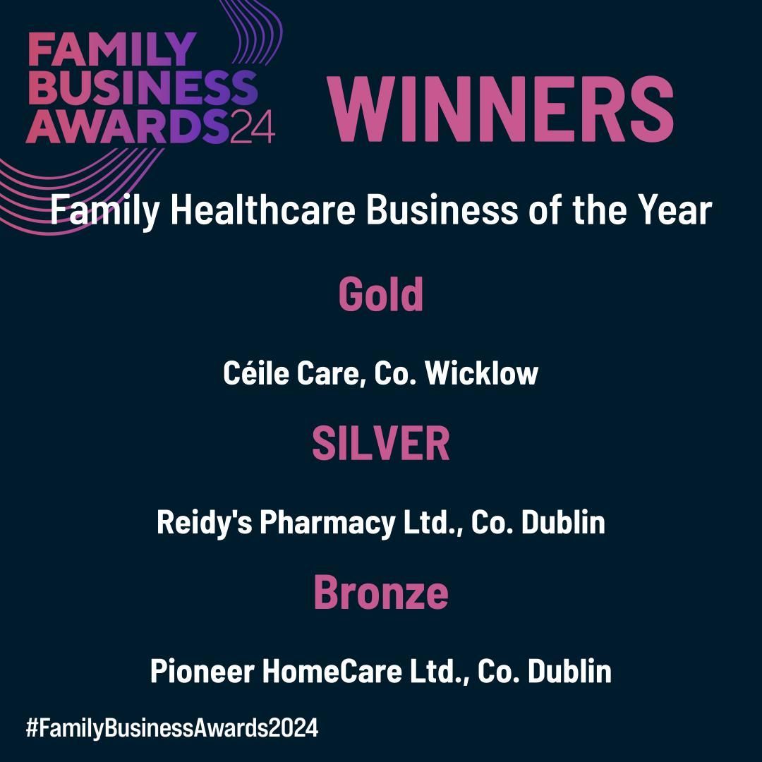 We are delighted to announce the winners of Family Healthcare Business of the Year 

@Homecarepioneer 

For full list of winners, click here - buff.ly/40z9dFl 
#FamilyBusinessAwards2024