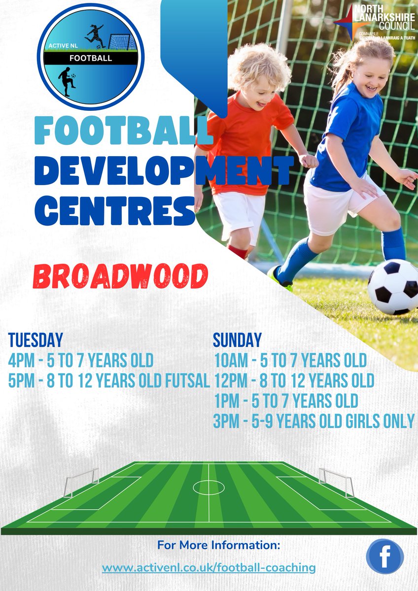 Do you love football? 😁 Have you ever tried Futsal? 🤔 Here's your chance at Broadwood!

We also have a girls 👧👧 only class on Sundays! Come make friends and play football!

NLC Football Development Centres

Book now with the link down below 👇

nll.courseprogress.co.uk/login
