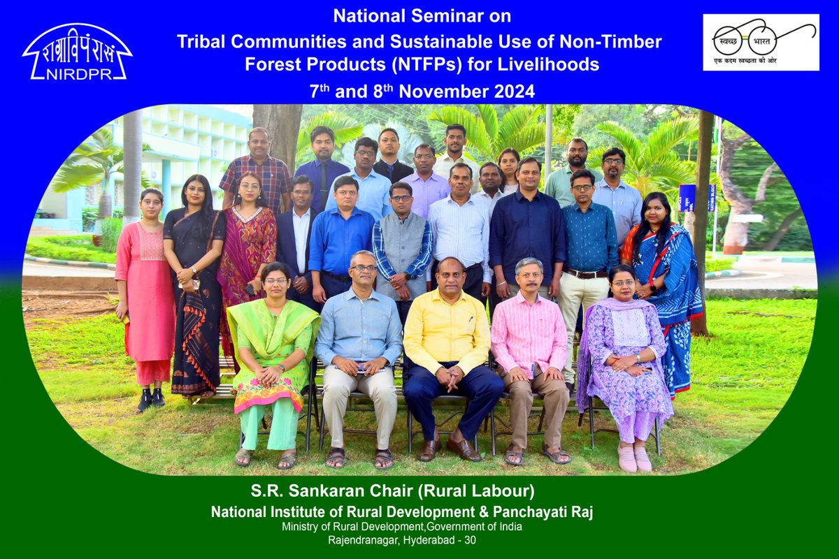 NIRDPR_India's tweet photo. The 2-Day Seminar on Tribal Communities &amp; Sustainable NTFP Use @NIRDPR_India was inaugurated by Dr @G_NarendraKumar, IAS, DG, NIRDPR! 26 research papers were presented on NTFP livelihoods, market challenges &amp; governance. Seminar coordinated by @JyothisNird &amp; Dr P. P. Sahu #NTFP https://t.co/QsfKWpC55Y