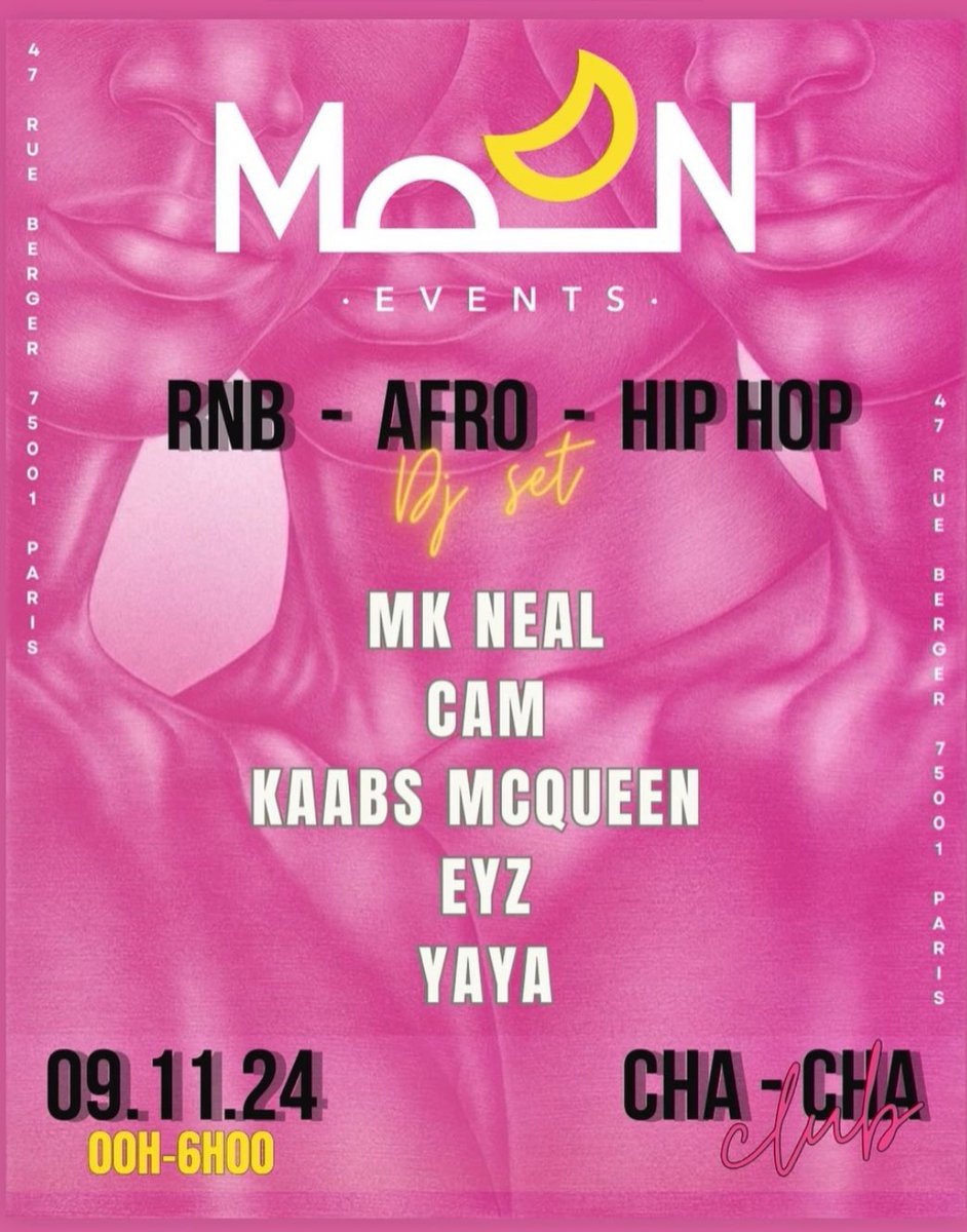 yya_ohn's tweet photo. Samedi soir ça se passe au 📍Chacha Club avec MoonEvents Paris 👇🏽👇🏽👇🏽 https://t.co/0vPWDRcD9i