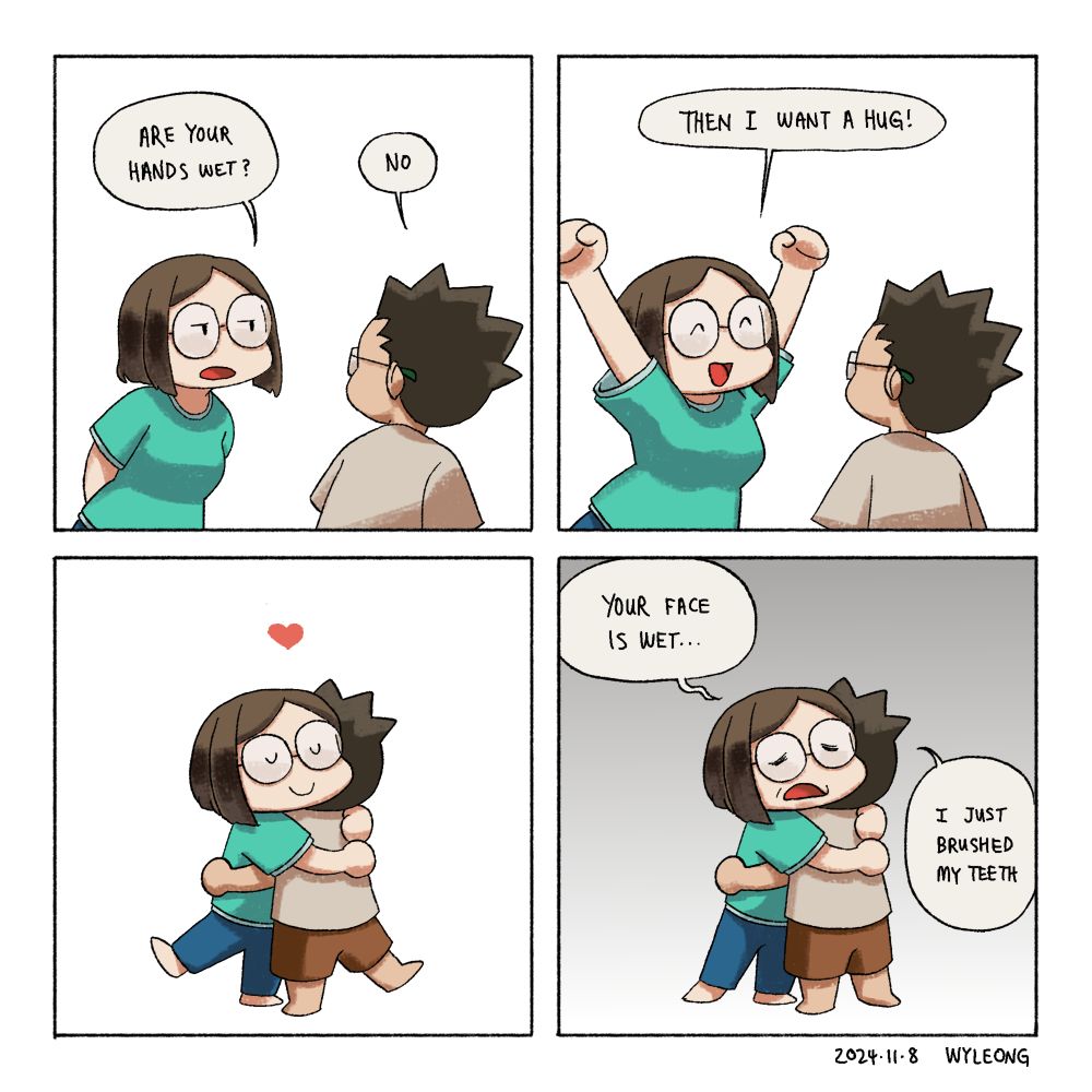 laxa88's tweet photo. Hug on demand (pt 2)
#wyleong #comic #comicstrip #webcomic #comicartist #malaysianartist #couplecomedy #internationalcouple #dailylife #funny #cute #artistsontwitter https://t.co/vS9wDAZ3Gt
