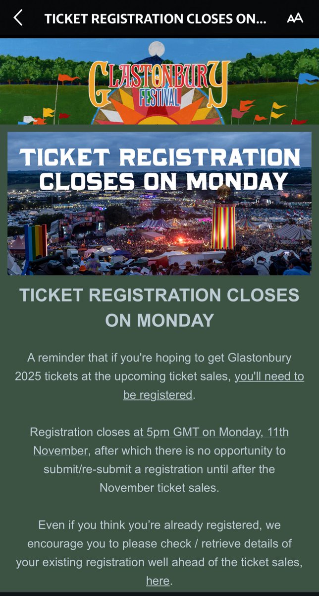 Remind your mates to get their registration checked asap!

#Glasto #Glastonbury