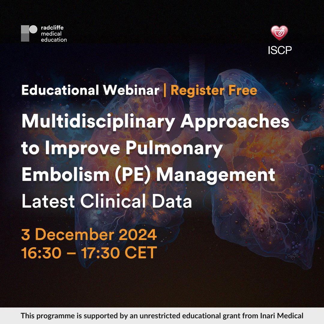 Explore PE Management with Prof Felix Mahfoud, Prof Ingo Ahrens, Dr Stefan Stortecky &amp; Dr Thomas Cuisset! 📚 ow.ly/tMxr50U36wh

This one-hour programme highlights the latest guidelines, risk stratification and the highly anticipated data from the #PEERLESS study.

Attend