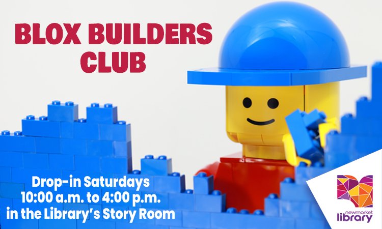 NewmarketPL's tweet photo. Calling all builders ages 3 and up! The Library has lots of Lego and Duplo, and every Saturday from 10 a.m. to 4 p.m. you can drop-in and create in the Story Room. There’s no limit to what your imagination can devise! Children must be accompanied by an adult. https://t.co/rSk3zsDpez