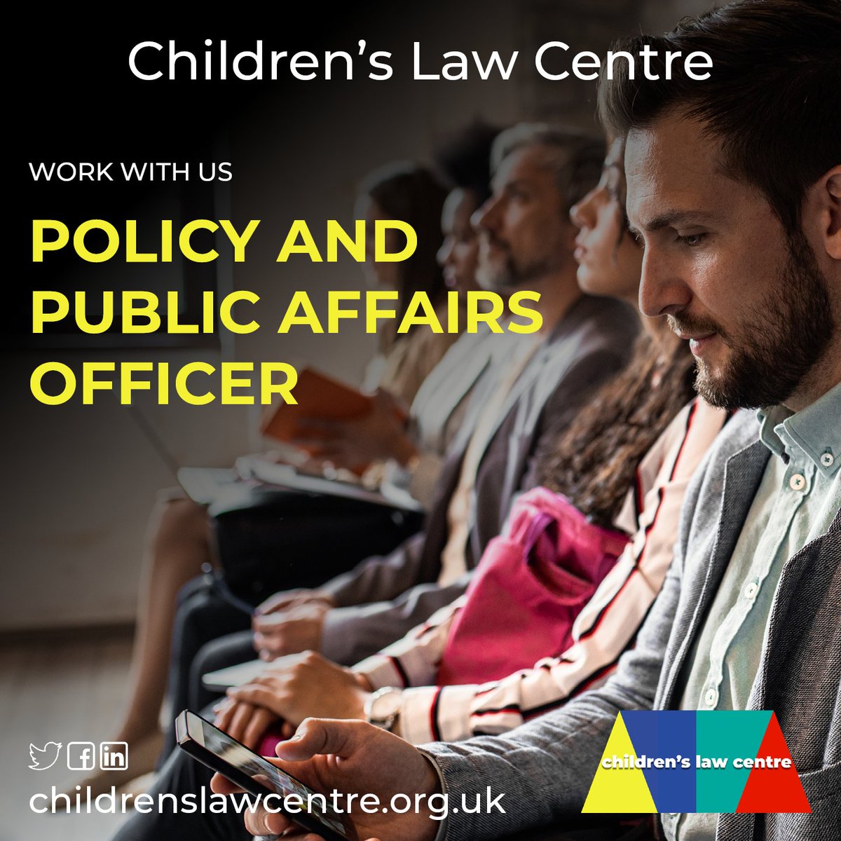 Work with us!

We are recruiting for a Policy and Public Affairs Officer.

Find out more and apply at childrenslawcentre.org.uk/work-with-us/