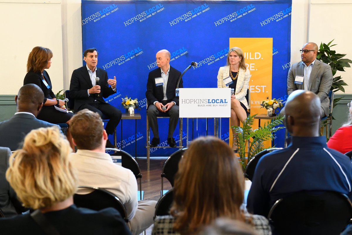 This week, Johns Hopkins leaders joined state, city, and local business representatives to celebrate a major milestone for HopkinsLocal—an initiative making Baltimore stronger, together. 

Since 2015, HopkinsLocal's mission to "Build, Hire, Buy, Invest" has brought over $1