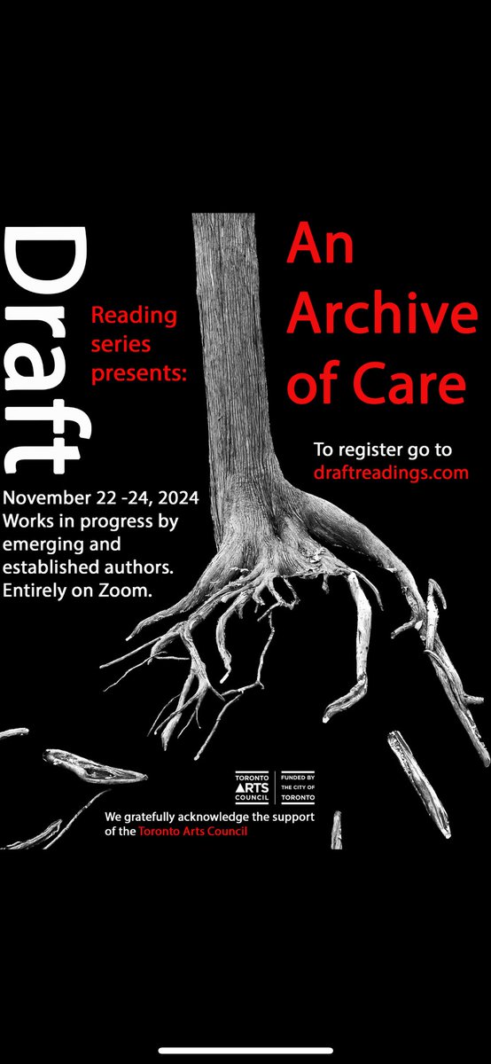 DraftReadings (@draftreadings) on Twitter photo Don’t miss your chance to register and join us for “An Archive of Care” literary festival, happening Nov 22-24.
Complete the form at draftreadings.com to reserve your spot.
Thanks to <a href="/TorontoArts/">Toronto Arts Council & Toronto Arts Foundation</a> for their funding. Don’t miss your chance to register and join us for “An Archive of Care” literary festival, happening Nov 22-24.
Complete the form at draftreadings.com to reserve your spot.
Thanks to <a href="/TorontoArts/">Toronto Arts Council & Toronto Arts Foundation</a> for their funding.