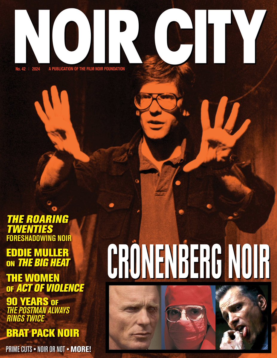 MWKronenberg's tweet photo. Here’s my cover for the new issue of @noircitymag. Cover story “David Cronenberg Noir” by Steve Kronenberg. Also: @EddieMuller on William P. McGivern’s THE BIG HEAT, 90 years of THE POSTMAN ALWAYS RINGS TWICE, “Brat Pack Noir” and MUCH MORE! https://t.co/qkuKaD3i8c #Noirvember https://t.co/L5He4CBeur