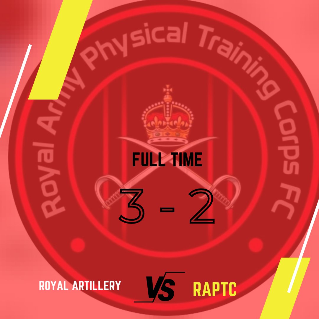RAPTC Football Club (@raptcfootball) on Twitter photo We Fall to a tough Defeat against @royalartilleryfootball and our first defeat in the League this season.
Onwards and upwards. We go again in 10 Days in a home fixture Vs the <a href="/armyaircorps/">The Army Air Corps</a>
<a href="/RAPTC_Official/">Royal Army Physical Training Corps</a>
<a href="/RAPTC_Corps_SM/">RAPTC Corps Sergeant Major</a>
<a href="/ydsboots/">YDS Boots</a>
@L4Teamwear
<a href="/Technogym/">Technogym</a>
<a href="/servicesport/">ServiceSport</a> We Fall to a tough Defeat against @royalartilleryfootball and our first defeat in the League this season.
Onwards and upwards. We go again in 10 Days in a home fixture Vs the <a href="/armyaircorps/">The Army Air Corps</a>
<a href="/RAPTC_Official/">Royal Army Physical Training Corps</a>
<a href="/RAPTC_Corps_SM/">RAPTC Corps Sergeant Major</a>
<a href="/ydsboots/">YDS Boots</a>
@L4Teamwear
<a href="/Technogym/">Technogym</a>
<a href="/servicesport/">ServiceSport</a>