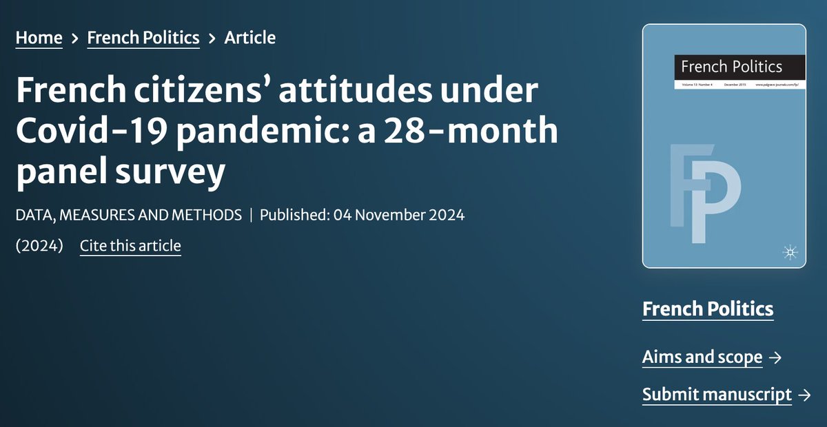 CEVIPOF - Sciences Po (@cevipof) on Twitter photo #VendrediLecture 📚
#COVIDー19 #paneldata
Nouvelle #Publication de Sylvain Brouard <a href="/CEVIPOF/">CEVIPOF - Sciences Po</a> dans French Politics👇
doi.org/10.1057/s41253…
Les données des 28 vagues du panel FCAUCP sont désormais accessibles via <a href="/CDSP_ScPo/">CDSP Sciences Po</a> 👇
doi.org/10.21410/7E4/M… #VendrediLecture 📚
#COVIDー19 #paneldata
Nouvelle #Publication de Sylvain Brouard <a href="/CEVIPOF/">CEVIPOF - Sciences Po</a> dans French Politics👇
doi.org/10.1057/s41253…
Les données des 28 vagues du panel FCAUCP sont désormais accessibles via <a href="/CDSP_ScPo/">CDSP Sciences Po</a> 👇
doi.org/10.21410/7E4/M…
