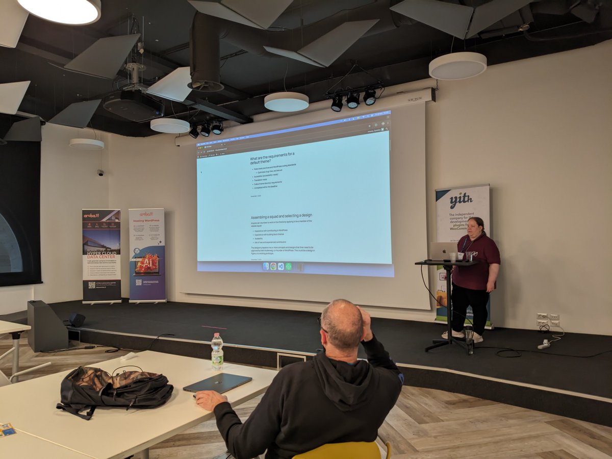 lopo's tweet image. At the Rome #coredays2024 @carolinapoena from @Yoast guides us into the design and development process of the new #WordPress default theme, Twenty Twenty-five.