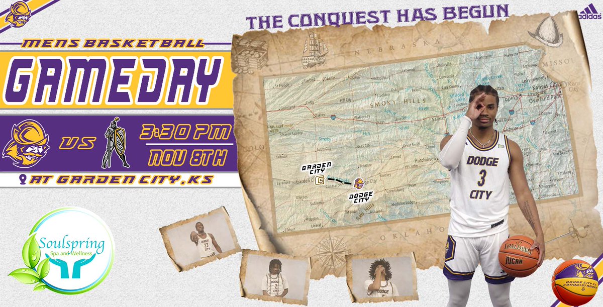 🏀Gameday | #GoConqs

<a href="/GoConqsMBB/">Dodge City Men’s Basketball</a> set for more non-conference action as they compete at the Broncbuster Classic in Garden City
 
🆚North Platte
🕛3:30pm
📍Garden City, KS
💻Watch: goconqs.com/sports/2018/8/… 

Sponsored by: Soulspring Spa &amp; Wellness

#BurnTheBoats #WeConquer