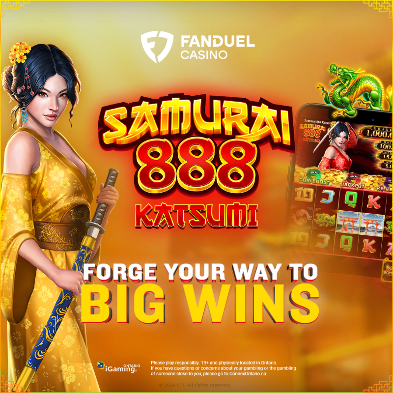FanDuelCanada's tweet photo. Download FanDuel Casino &amp; Play Samurai 888 Katsumi! 🎰