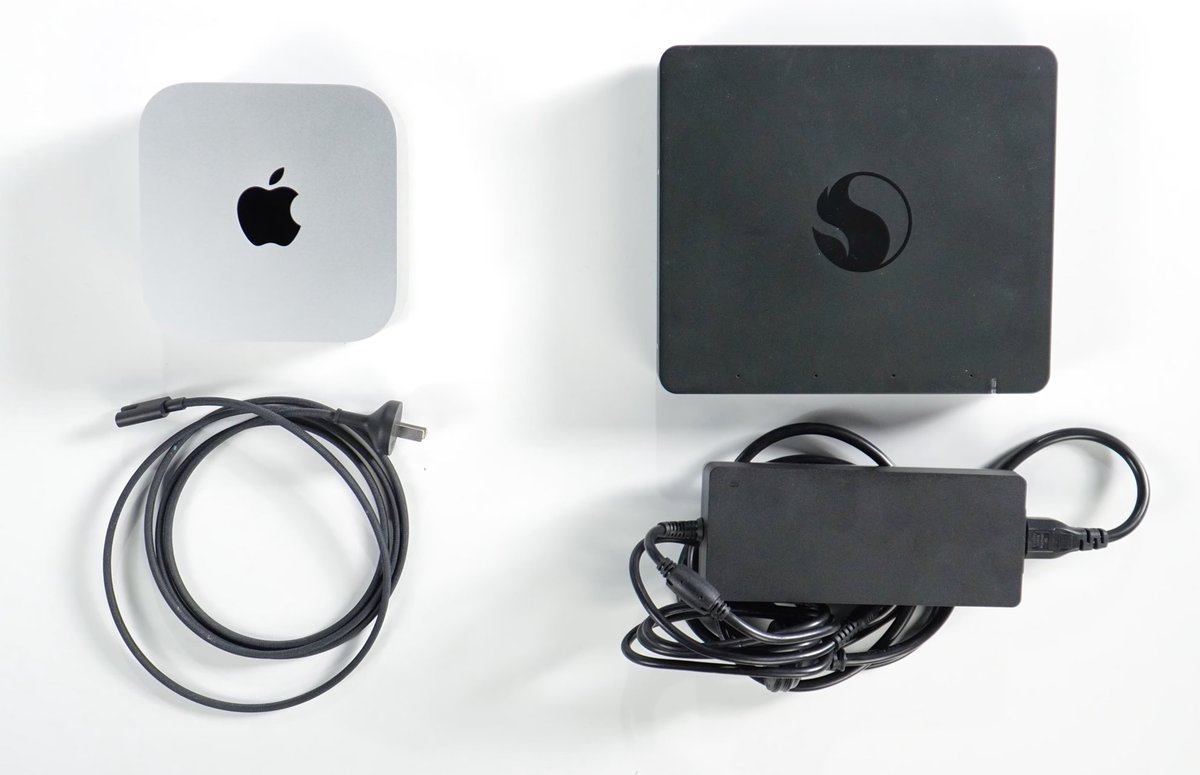 Mac mini, unlike other mini PCs, actually has a built-in power supply, making it a much smaller system overall