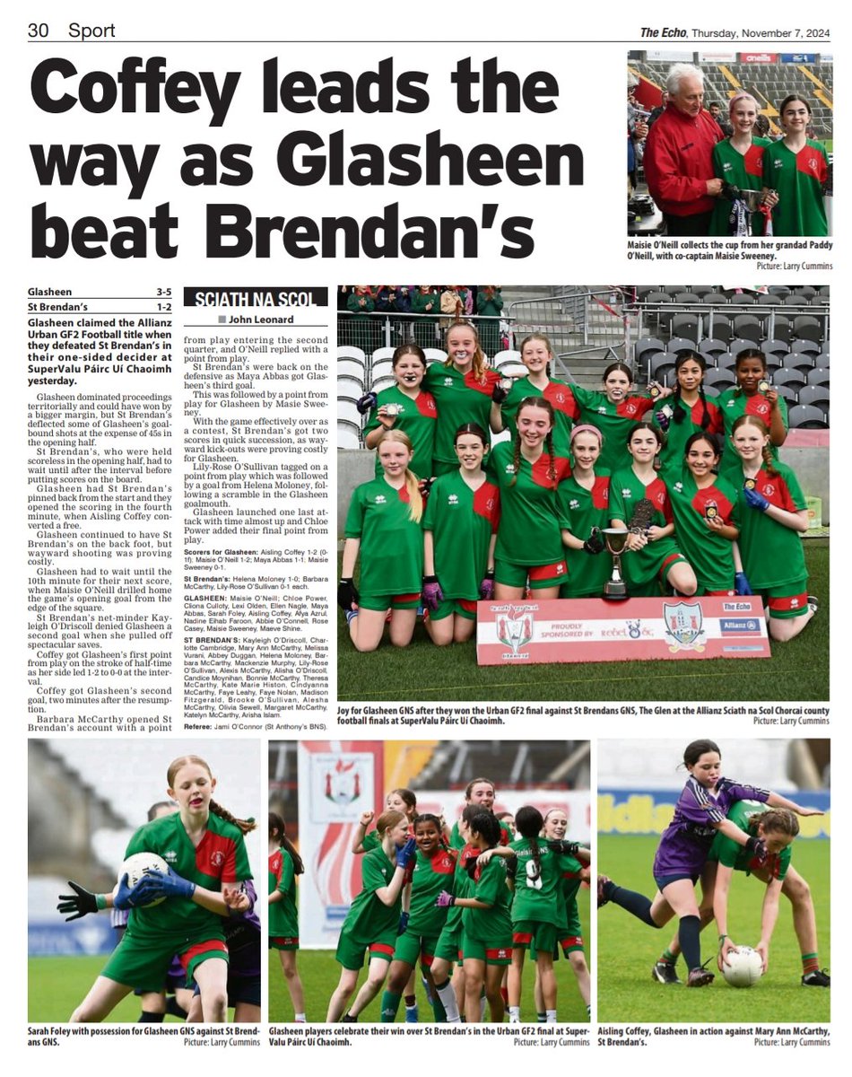 Lovely write up in the <a href="/echolivecork/">EchoLive.ie</a> yesterday 💚❤️
 
We are so proud of the girls!