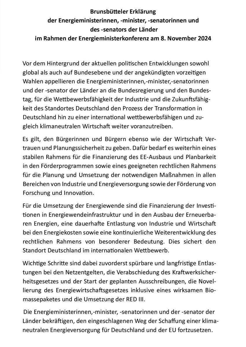 joergstb's tweet photo. Die Wirtschaft benötigt für die notwendige Transformation zur #Klimaneutralität &amp; Sicherung der #Wettbewerbsfähigkeit Planungssicherheit und klare Randbedingungen. Diese gibt es nur, wenn der laufende Prozess keinerlei Unterbrechung erleidet. So heute unsere Erklärung der #EnMK https://t.co/r94EJNb4io