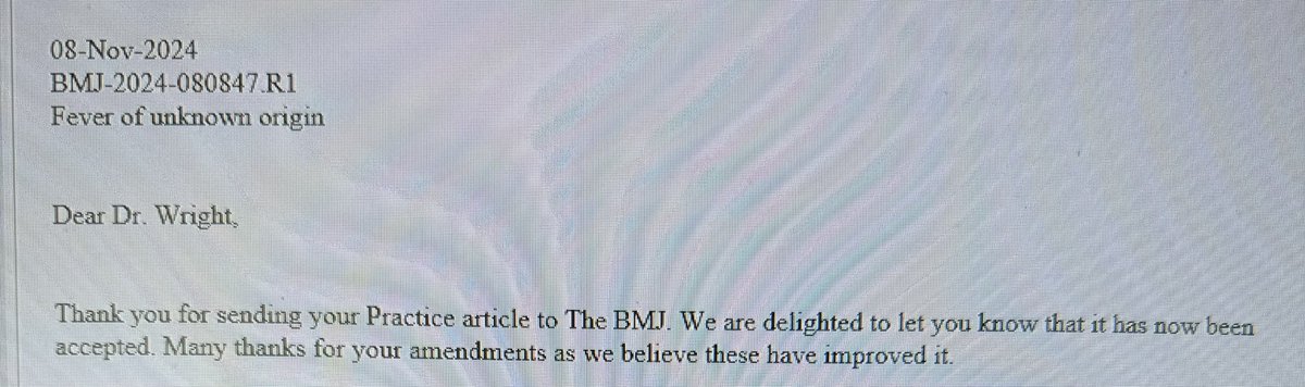 William Wright (@wwrighid) on Twitter photo #IDTwitter #MEDTwitter #MedEd #SIDPharm <a href="/TheBMA/">The BMA</a> <a href="/JHMed_ID/">Johns Hopkins Division of Infectious Diseases</a> <a href="/HopkinsMedicine/">Johns Hopkins Medicine</a> <a href="/OslerResidency/">The Osler Medical Residency</a>
🚨Incredibly grateful to <a href="/bmj_latest/">The BMJ</a> for this wonderful opportunity to author this updated #FUO clinical practice review with Samuel Durso, MD and the amazing <a href="/Rovers_Chantal/">Chantal Rovers</a> MD, PhD! #IDTwitter #MEDTwitter #MedEd #SIDPharm <a href="/TheBMA/">The BMA</a> <a href="/JHMed_ID/">Johns Hopkins Division of Infectious Diseases</a> <a href="/HopkinsMedicine/">Johns Hopkins Medicine</a> <a href="/OslerResidency/">The Osler Medical Residency</a>
🚨Incredibly grateful to <a href="/bmj_latest/">The BMJ</a> for this wonderful opportunity to author this updated #FUO clinical practice review with Samuel Durso, MD and the amazing <a href="/Rovers_Chantal/">Chantal Rovers</a> MD, PhD!