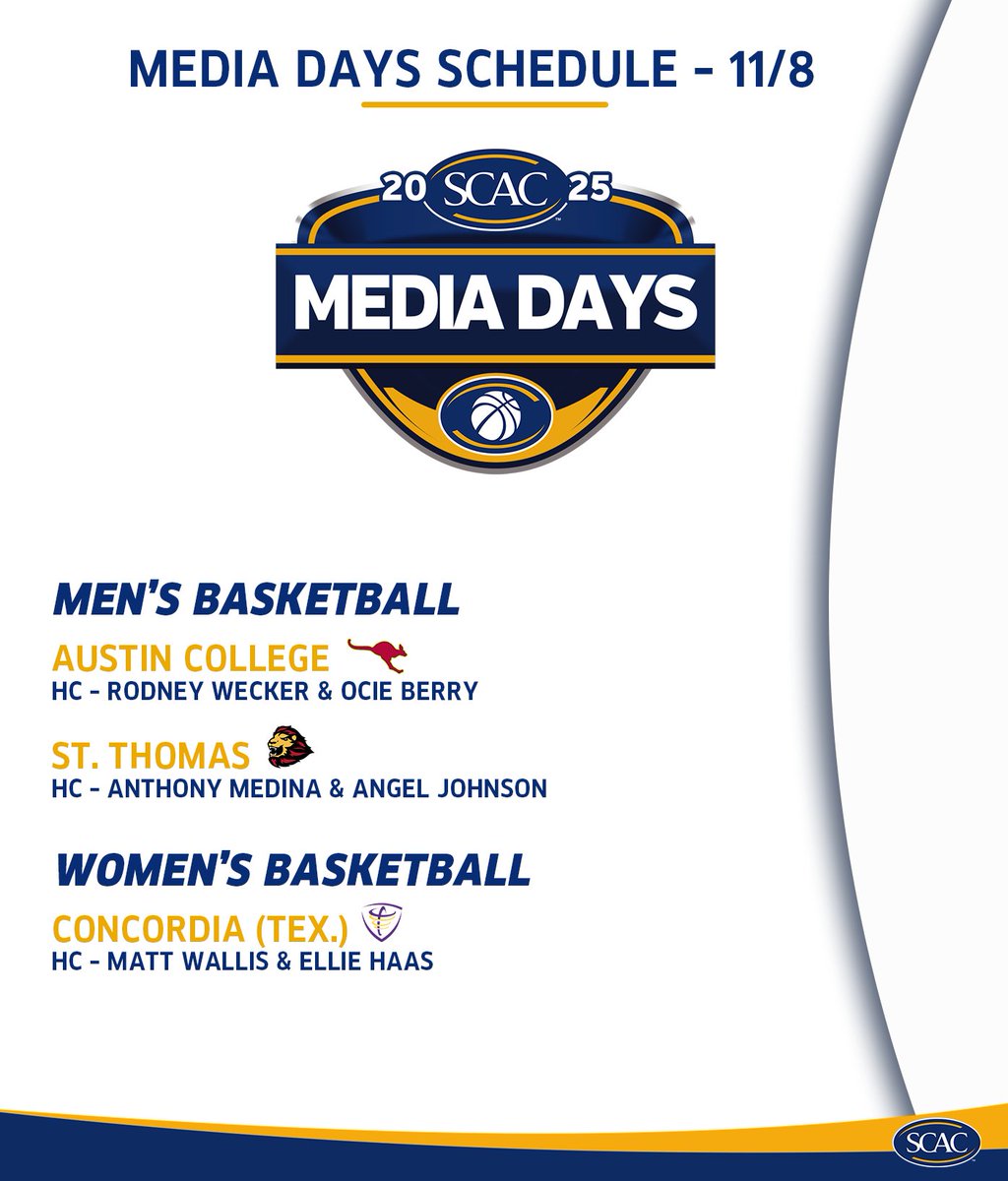 SCAC_Sports's tweet photo. FIRST day of the season, LAST day of #SCAC Basketball Media Days!🏀
Catch up with ALL of your favorite squads as you head into the opening weekend of the 2024-25 season!
🎥| https://t.co/d6X3zzQg47
#SCACPride | #SCACMbb | #SCACWbb | #d3hoops | #WhyD3 | #SCACMD https://t.co/U65kMdQ4WO