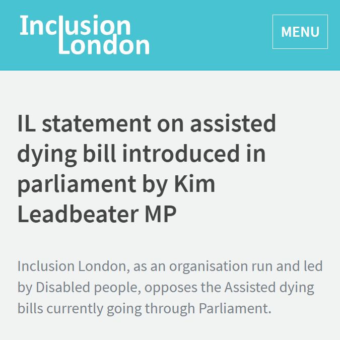 Content warning: Assisted dying. Please only engage with this if it is safe for you.

We oppose the bill on assisted dying, which is being rushed into its second reading in parliament. We need help to live, not to die.

Full statement: buff.ly/4hEgidQ
<a href="/TheNotDeadYetUK/">Not Dead Yet UK</a>