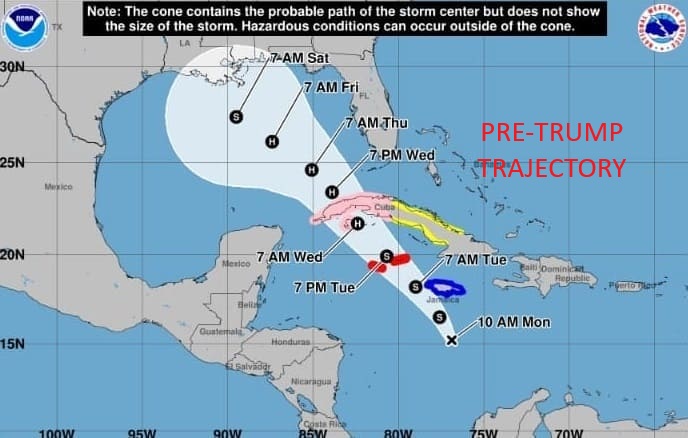 BoydChadwick's tweet photo. Even hurricanes know! #trump2024 #HurricaneRafael https://t.co/peNUXQisEV
