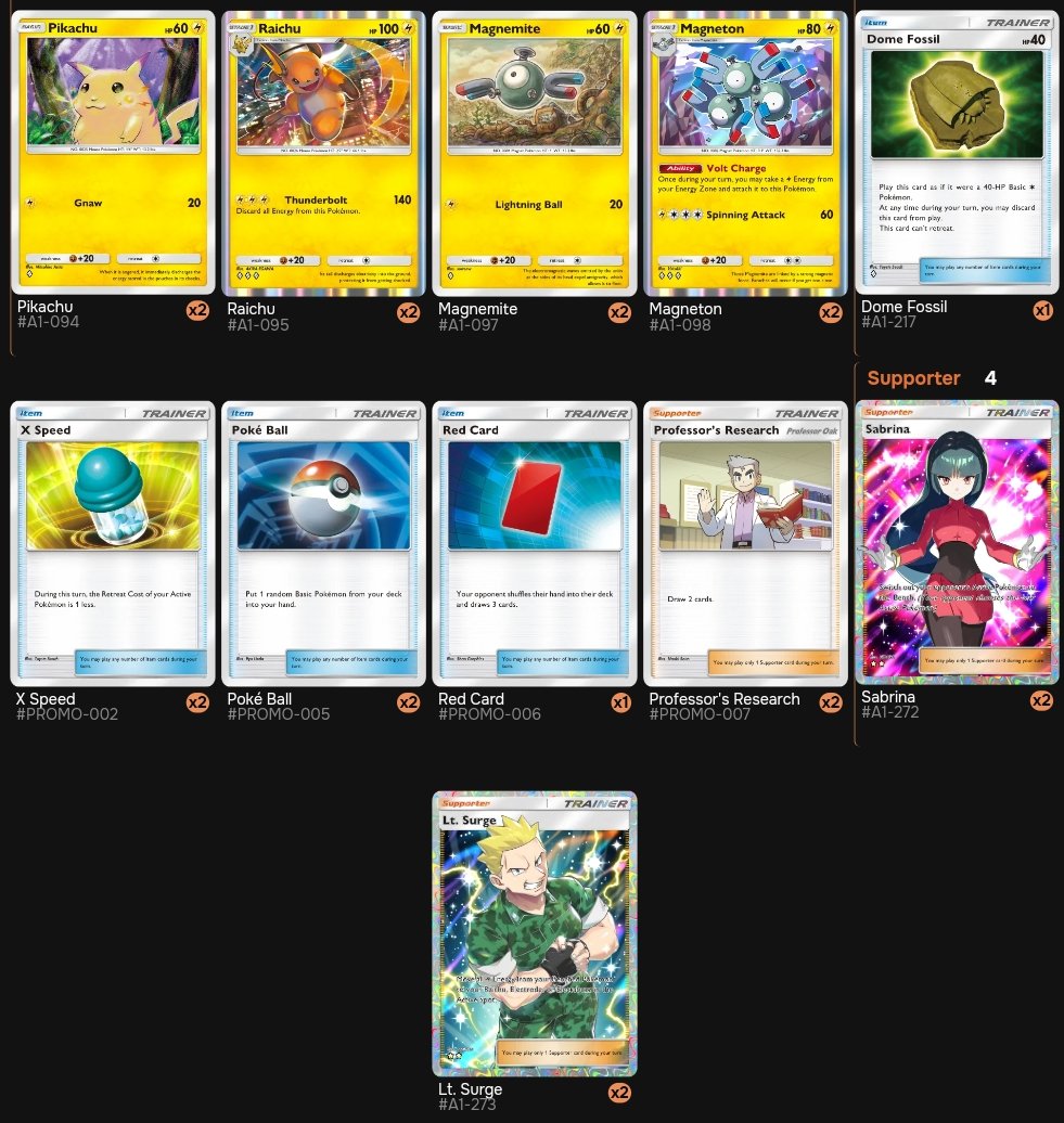 My TCG Pocket List # SPE-1  : Lapras Event
I heard some of you needed a low rarity deck to complete Lapras mission, so here is the one that I used to complete the event ! If you need a Full rarity one to easily farm the 20 wins mission lemme know by smashing the like button !!