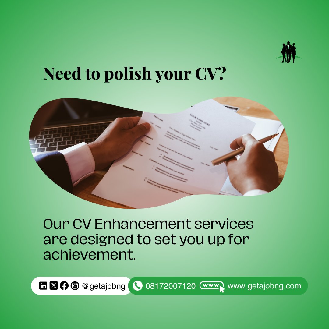 getajobngr's tweet image. Dear Job Seeker,  is your CV good enough? Our resume improvement services are crafted to pave the way for your success. We have various packages that suits your needs. Get in touch with us today to fix your CV