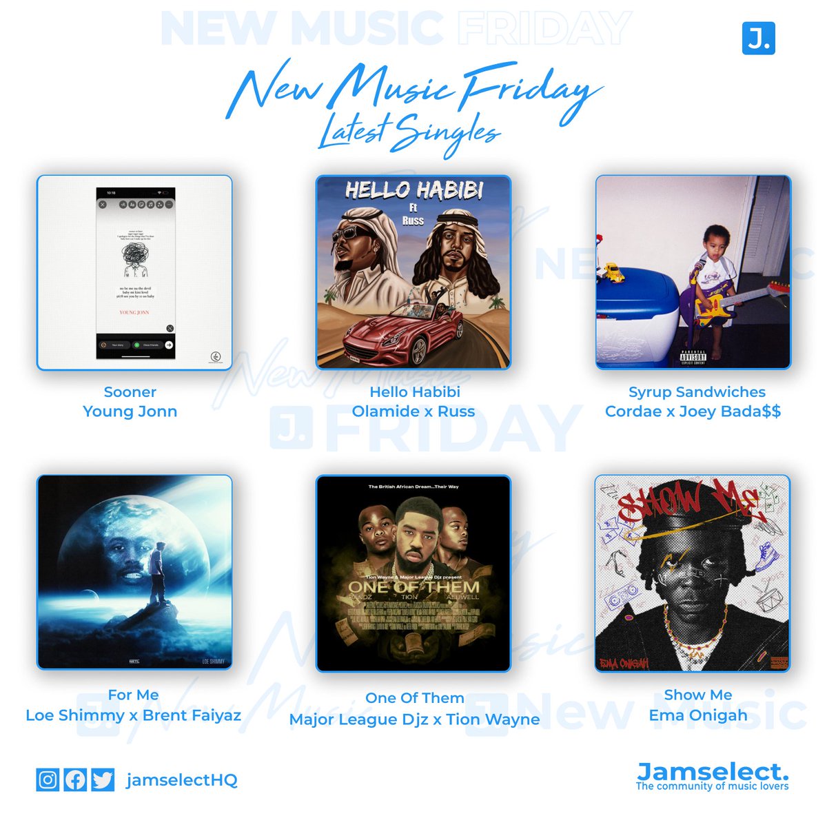 jamselectHQ's tweet photo. We can't miss our on plugging you to the latest new jams in the streets every Friday. Today's list of new music released over the week is sure to have you dancing all weekend. 
Give it a listen and share with us the jams that are on repeat on the Jamselect app. https://t.co/YjhZvh7r6l