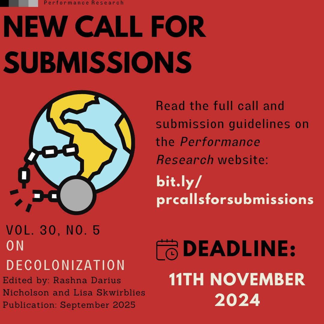 SUBMISSION DEADLINE APPROACHING
Vol. 30, No. 4: On Decolonization

Deadline: 11th November 2024

Read the full call via the PR website: bit.ly/prcallsforsubm…