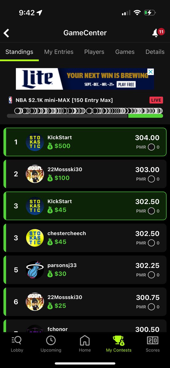 KlckStart's tweet photo. @StokasticHOF Been a solid week this week. Won a NBA mini max last night. Won 2 prize picks cards 2 nights in a row and a 7 way tie to first in the nfl showdown Monday.  S/o stokastic for the amazing tools and all the hosts! https://t.co/2Ud1YyJRIz