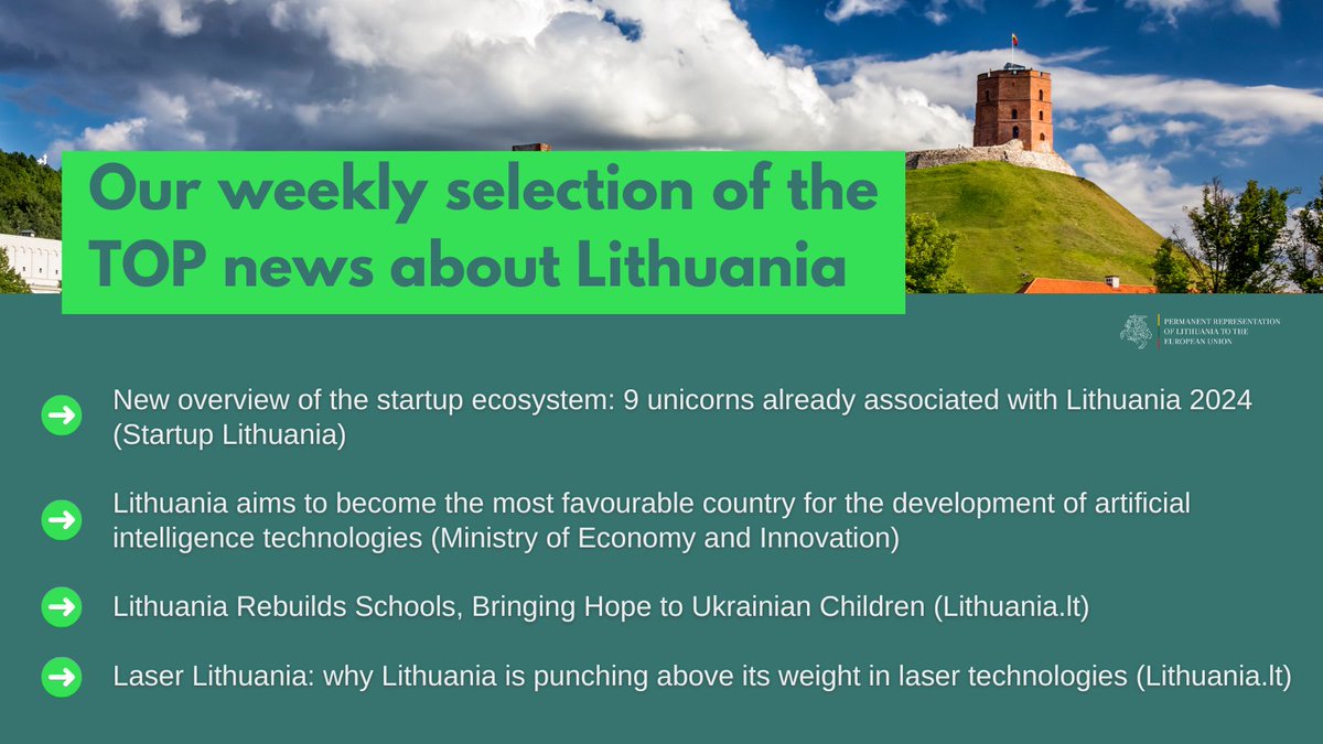 LithuaniaInEU's tweet photo. We invite you to check out our weekly selection ✅ of the TOP news about #Lithuania 🇱🇹.

Here ➡️ https://t.co/n5afRudf26

See you next time! 👋

#LTinEU #LithuaniaInEU #LTPermRepEU https://t.co/NdpIwpLhjT