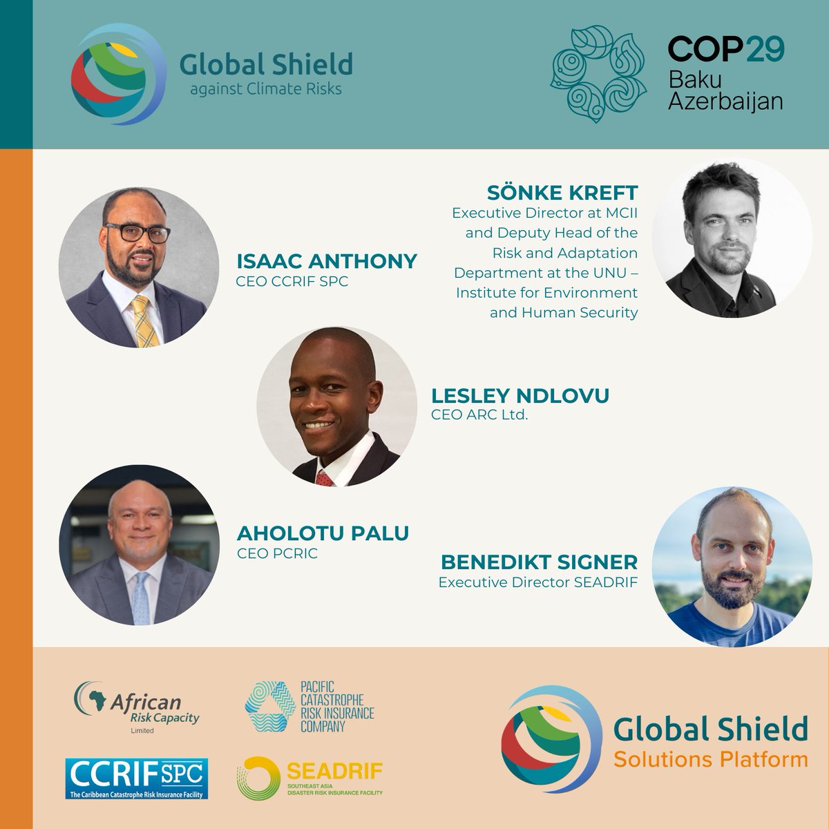 Global Shield Solutions Platform (@thegssp) on Twitter photo 📅 Join us at the #CPTPavilion at <a href="/COP29_AZ/">COP29 Azerbaijan</a> on Nov 16th at 11am to discuss the progress of the work from #RegionalRiskPools, delve into their impact, and on the way forward <a href="/TheGlobalShield/">Global Shield</a> <a href="/ARCapacityLtd/">Africa Risk Capacity (Ltd)</a>
<a href="/ccrif_pr/">CCRIF SPC</a> <a href="/PacificInsuran2/">PCRIC</a> #SEADRIF #COP29 📅 Join us at the #CPTPavilion at <a href="/COP29_AZ/">COP29 Azerbaijan</a> on Nov 16th at 11am to discuss the progress of the work from #RegionalRiskPools, delve into their impact, and on the way forward <a href="/TheGlobalShield/">Global Shield</a> <a href="/ARCapacityLtd/">Africa Risk Capacity (Ltd)</a>
<a href="/ccrif_pr/">CCRIF SPC</a> <a href="/PacificInsuran2/">PCRIC</a> #SEADRIF #COP29