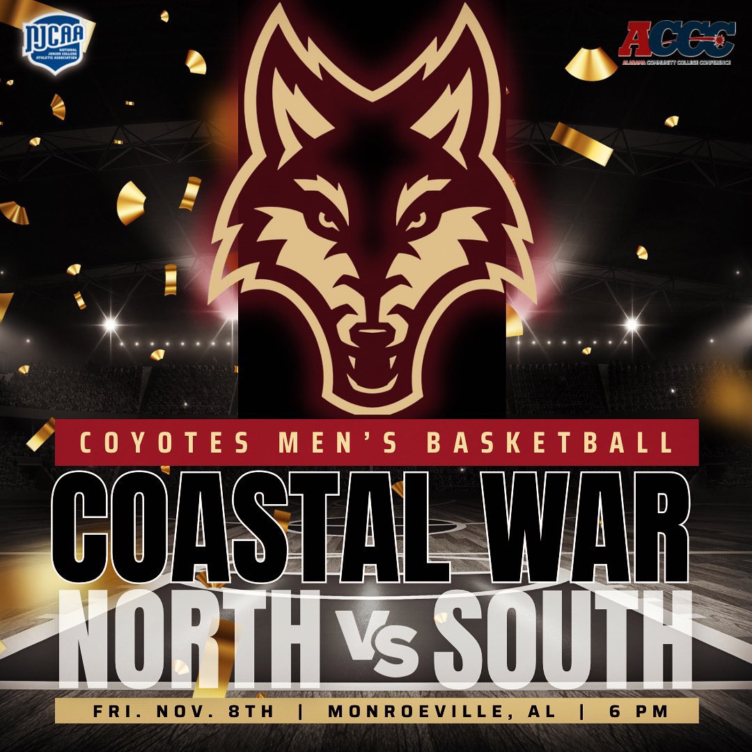 Coach G (@godscoachwfg) on Twitter photo MBB | Help us PACK the stands for tonight’s Coastal-Coastal battle of the two Coyotes!
🆚 - Coastal AL - South
⏰ - 6 PM
📍 - Monroeville, AL
🎥 - YouTube.com/<a href="/JockJive/">JockJive Sports</a>Sports
#𝗚𝗢𝗬𝗢𝗧𝗘𝗦 | <a href="/CoastalAlaCC/">Coastal Alabama CC</a> <a href="/acccathletics/">ACCC</a> @JockJive <a href="/CoastalNorthMBB/">@CoastalNorthHoops</a> <a href="/dthead34/">Daniel Head</a> <a href="/calabounty/">Corey LaBounty</a> MBB | Help us PACK the stands for tonight’s Coastal-Coastal battle of the two Coyotes!
🆚 - Coastal AL - South
⏰ - 6 PM
📍 - Monroeville, AL
🎥 - YouTube.com/<a href="/JockJive/">JockJive Sports</a>Sports
#𝗚𝗢𝗬𝗢𝗧𝗘𝗦 | <a href="/CoastalAlaCC/">Coastal Alabama CC</a> <a href="/acccathletics/">ACCC</a> @JockJive <a href="/CoastalNorthMBB/">@CoastalNorthHoops</a> <a href="/dthead34/">Daniel Head</a> <a href="/calabounty/">Corey LaBounty</a>