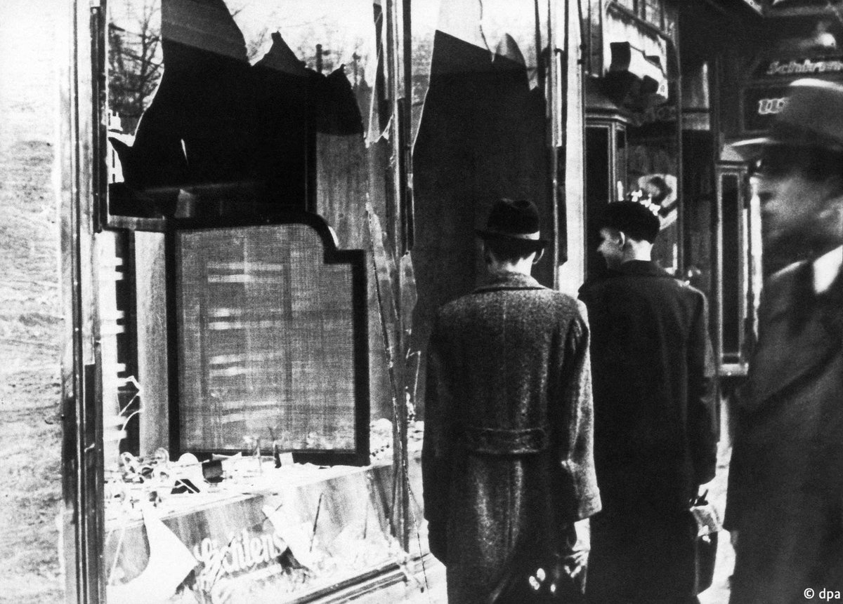 On the night of 9-10 November 1938, Jews were targeted by orchestrated violence in Nazi Germany. Jewish shops and synagogues were destroyed. Over 1,000 Jews died.

It was the start of Nazi Germany's systematic persecution and extermination of European Jews.

We will never forget.