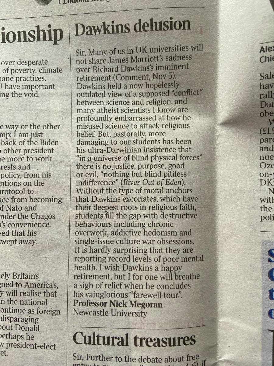 My letter in yesterday's <a href="/thetimes/">The Times and The Sunday Times</a> about Richard Dawkins' 'farewell tour'  <a href="/SharonDirckx/">Sharon Dirckx</a> <a href="/glenscrivener/">Glen Scrivener</a> <a href="/andygbannister/">Andy Bannister</a>