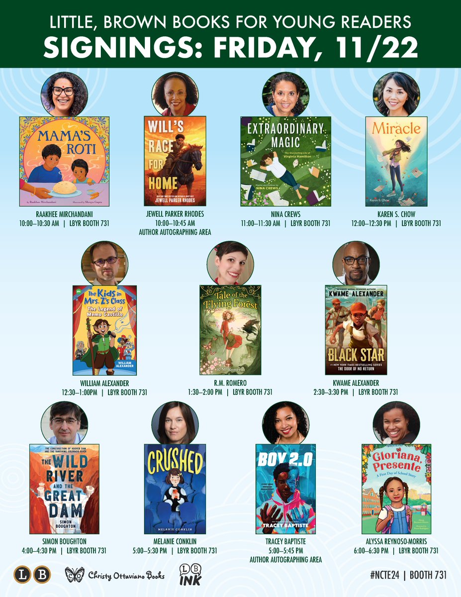 LBYR School & Library (@lbschool) on Twitter photo #NCTE24 is coming up! Plan to spend plenty of time at Booth 731, because LBYR has a fantastic line-up of author signings. Stay tuned for more!
<a href="/jewell_p_rhodes/">Dr. Jewell Parker Rhodes</a> <a href="/KChowrites/">Karen S. Chow</a> @MLConklin @TraceyBaptiste <a href="/AReynosoMorris/">Alyssa Reynoso-Morris. Pre-order Plàtanos Are Love</a> #NCTE24 is coming up! Plan to spend plenty of time at Booth 731, because LBYR has a fantastic line-up of author signings. Stay tuned for more!
<a href="/jewell_p_rhodes/">Dr. Jewell Parker Rhodes</a> <a href="/KChowrites/">Karen S. Chow</a> @MLConklin @TraceyBaptiste <a href="/AReynosoMorris/">Alyssa Reynoso-Morris. Pre-order Plàtanos Are Love</a>