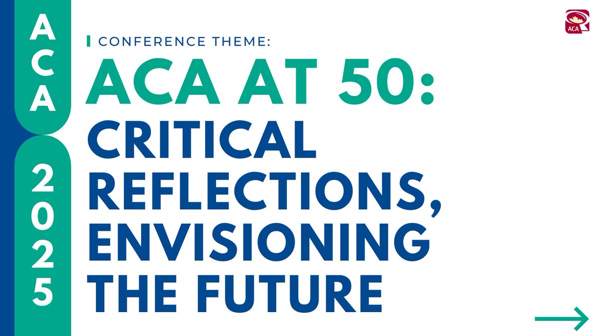 Big news! The theme of the next ACA conference in June 2025 will be "ACA at 50: Critical Reflections, Envisioning the Future". If this theme inspires you, we invite and encourage you to submit a proposal for ACA 2025. Visit archivists.ca/2025-Conferenc… for more details.