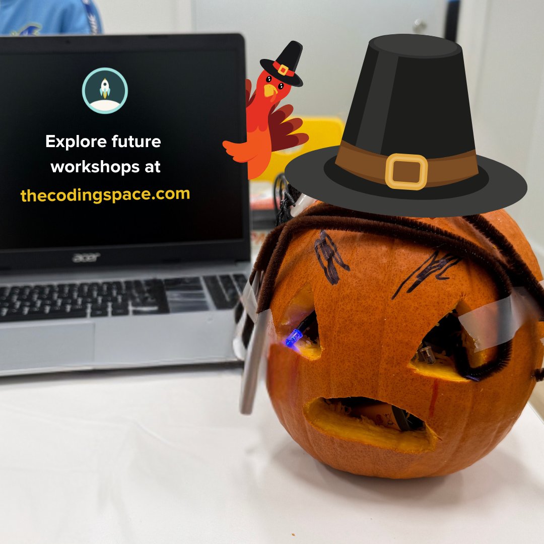 thecodingspace's tweet image. We were blown away by our students in our October workshop where they learned to use Arduino technology to bring pumpkins to life! Up next, a gratitude workshop on 11/23. Stay tuned for details! 🦃
#TheCodingSpace #STEM #stemforkids #learningthroughplay #creativekids #nyc