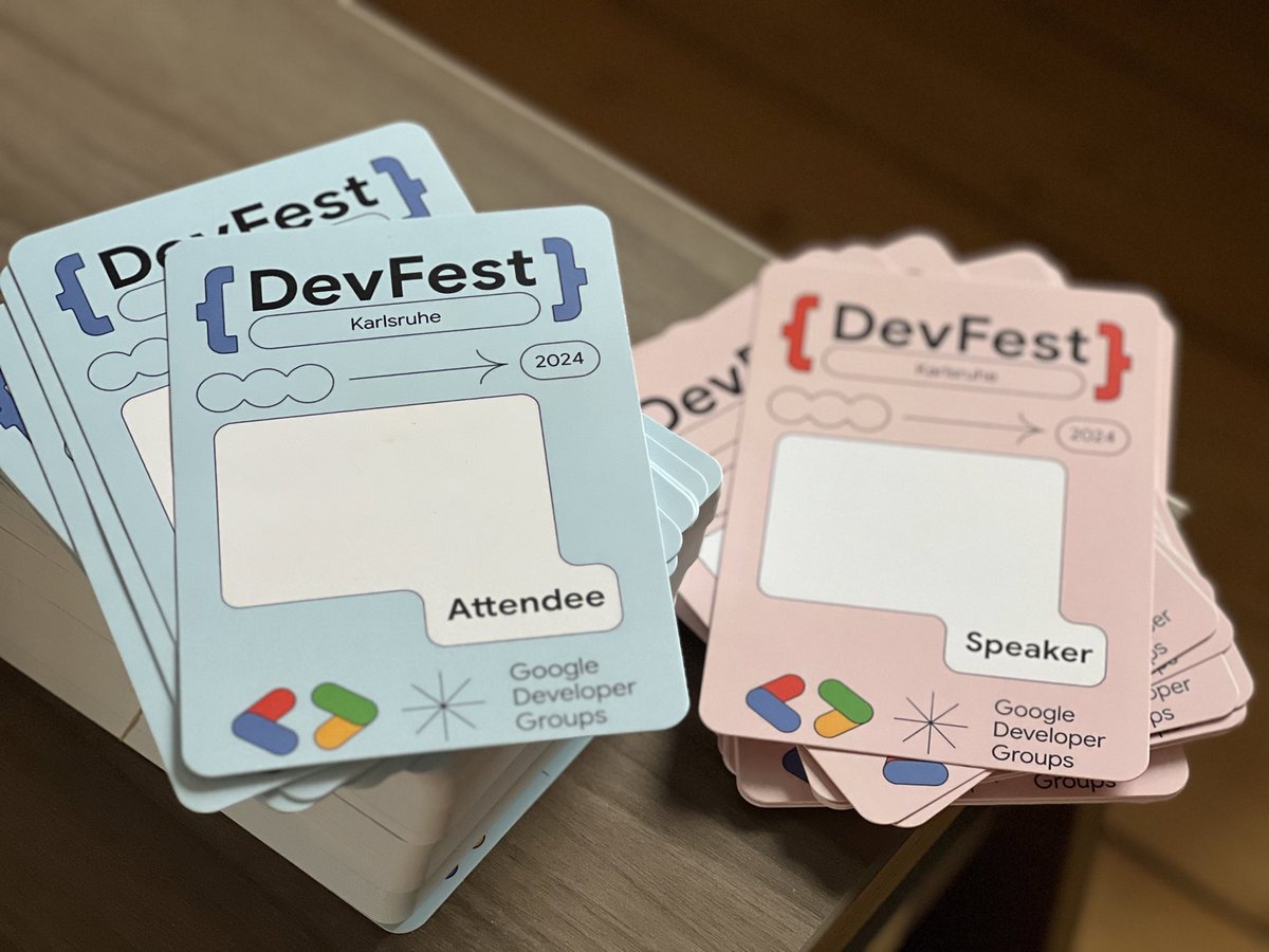 Final preparations for DevFest 2024 in motion! Make sure to pick up your badge at check-in starting 9:00AM 🙌✨
