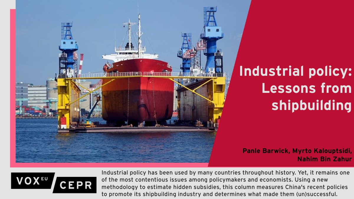 VoxEU (@voxeu) on Twitter photo #China's targeted industrial policy design for its shipbuilding #industry led to substantial increases in China's trade volume as well as benefited military production at its shipyards.
Panle Barwick <a href="/WIeconomics/">Wisconsin Economics</a>, <a href="/myrto_kaloup/">Myrto Kalouptsidi</a>, Nahim Bin Zahur <a href="/queensu/">Queen's University</a>
ow.ly/twWn50U04Hn #China's targeted industrial policy design for its shipbuilding #industry led to substantial increases in China's trade volume as well as benefited military production at its shipyards.
Panle Barwick <a href="/WIeconomics/">Wisconsin Economics</a>, <a href="/myrto_kaloup/">Myrto Kalouptsidi</a>, Nahim Bin Zahur <a href="/queensu/">Queen's University</a>
ow.ly/twWn50U04Hn