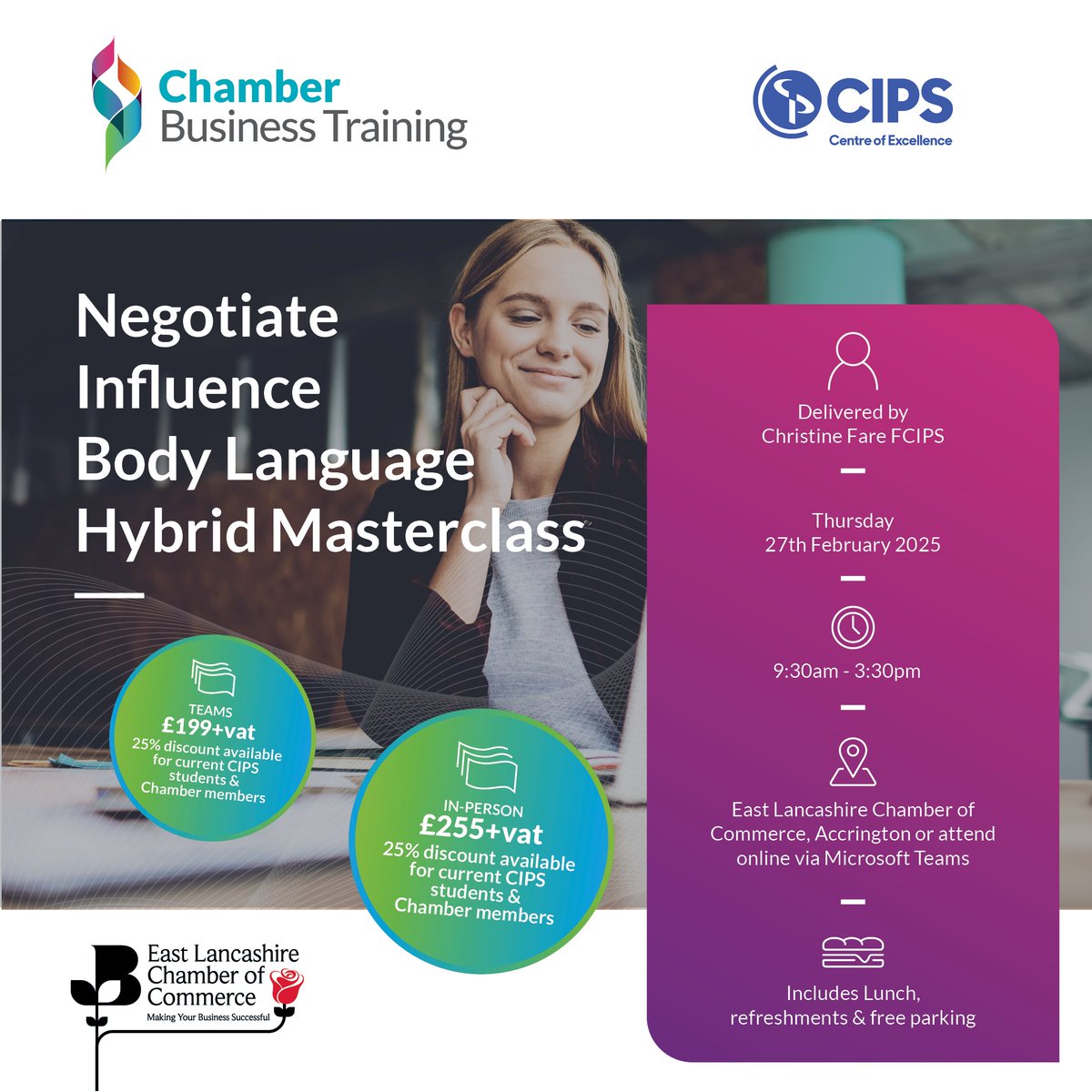 elancschamber's tweet image. Negotiation... one of business' most crucial skills?

Learn how to unlock the art of negotiation, sharpen influencing skills and master non-verbal communication in our new hybrid masterclass, starting Feb 2025.

Register your place here:
my.chamberelancs.co.uk/calendar_detai…

#businesstraining