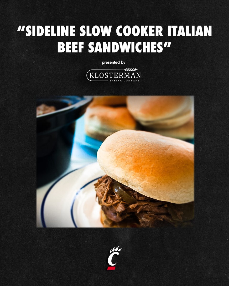 GoBEARCATS's tweet image. Stack your tailgate menu with these Sideline Slow Cooker Italian Beef Sandwiches, presented by @klostermanbread.