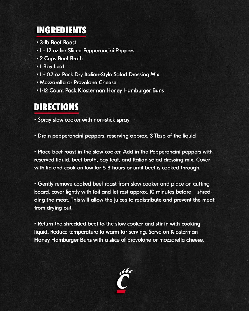 GoBEARCATS's tweet image. Stack your tailgate menu with these Sideline Slow Cooker Italian Beef Sandwiches, presented by @klostermanbread.