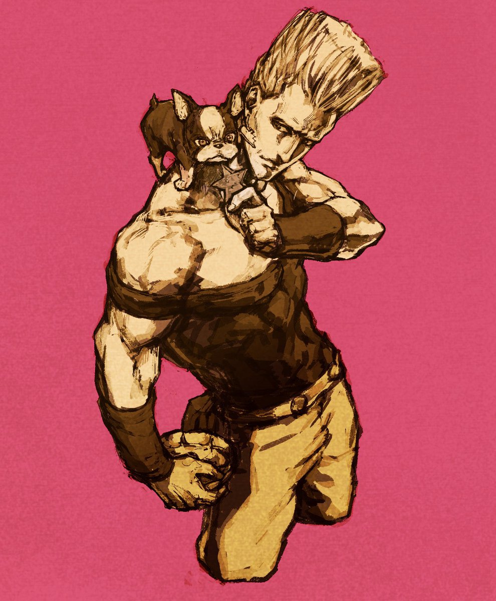 ジョジョ「#1日1ラクガキフレンチブルを飼ってるせいで、ボストンテリアを小さく描いちゃうん」|岩元辰郎@キャラデザいつでも募集中のイラスト